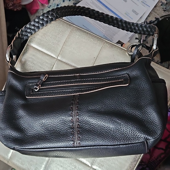 Brighton Vintage Shoulder Bag Black leather with contrast stitching - Picture 3 of 7